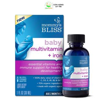 Vitamin tổng hợp chứa sắt hữu cơ Mommy's Bliss Baby Multivitamin + Iron Organic Drop cho bé từ 2 tháng tuổi.