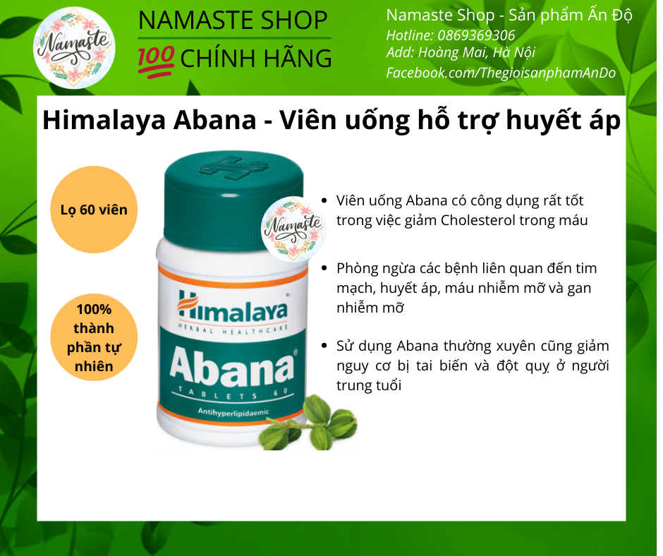 Himalaya Abana - Viên uống hỗ trợ ổn định huyết áp, tim mạch