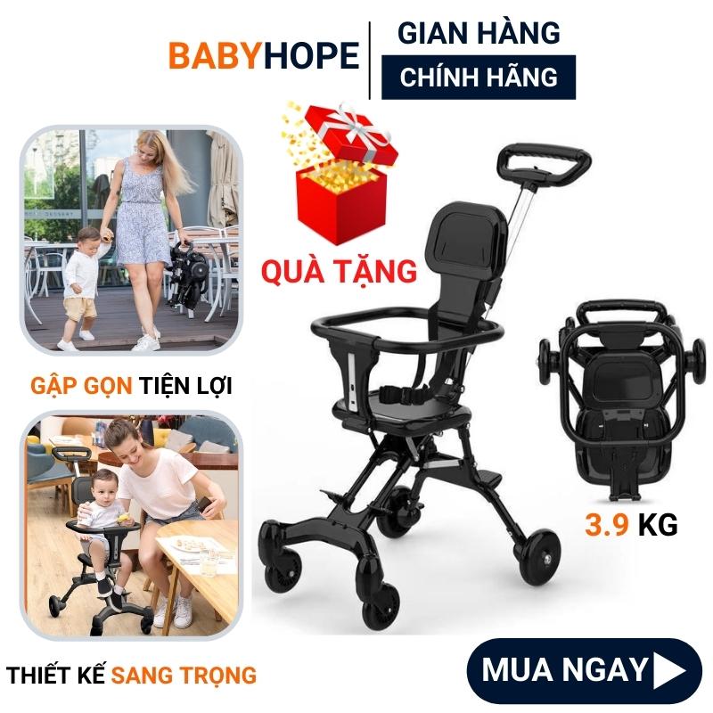 [FREESHIP]Xe đẩy gấp gọn du lịch cho bé Babyhope, đảo chiều,bánh xe êm ái
