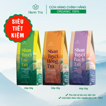 Combo 3 hộp trà shan tuyết cổ thụ Hà Giang Bạch Trà Mây 35g -Trà Xanh 50g -Hồng Trà 35g Chè San Tuyết Trà San Tuyết