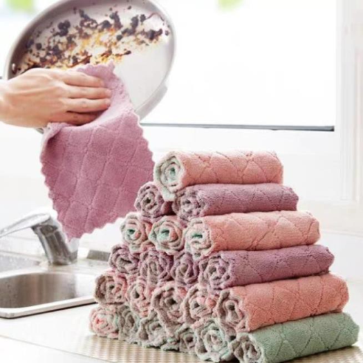 Set 10 Khăn Lau Nhà Bếp Đa Năng 2 Màu Siêu Thấm Nước , Khăn lau 2 màu đa năng lau tay mặt bàn phòng nhà bếp - vải cao cấp siêu sạch thấm nước