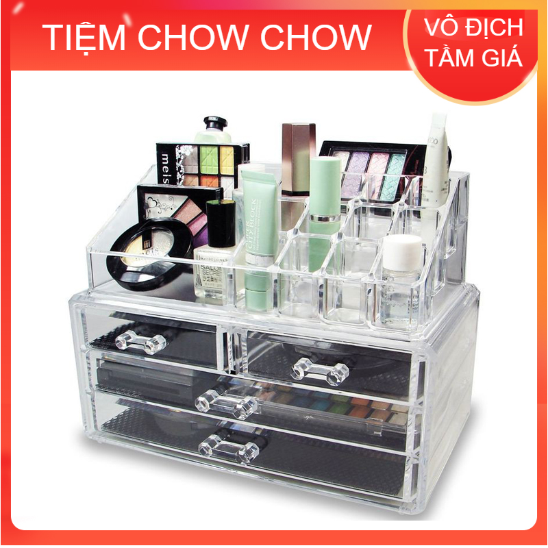 Kệ đựng mỹ phẩm 4 tầng trong suốt mica