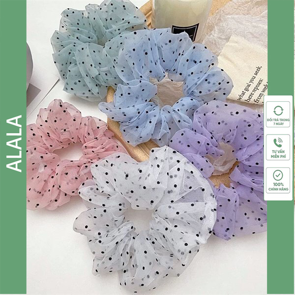 Dây buộc tóc, cột tóc scrunchies hoa quả chấm bi dễ thương Alala