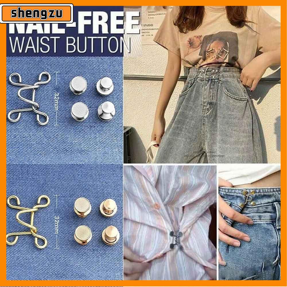 4/ 8pcs Adjustable Detachable Jeans Pin Buttons Nail Sewing-free