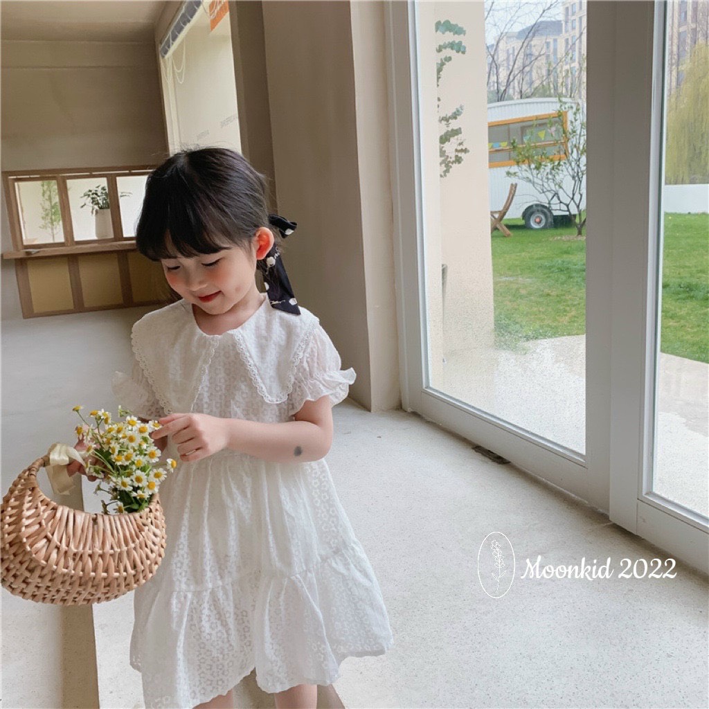 Váy bé gái -váy trắng phối ren cho bé gái siêu xinh