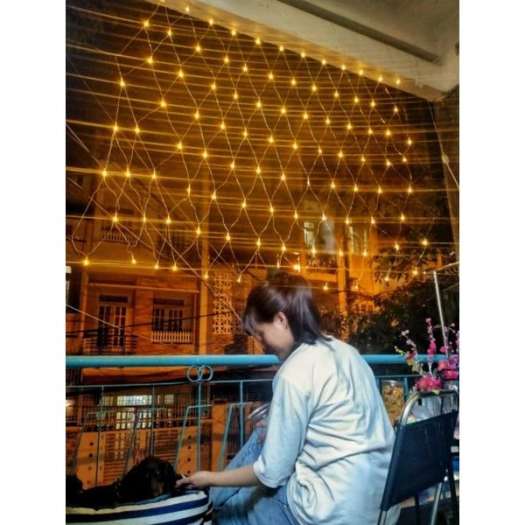 HOT Đèn Rèm Lưới Mắt Cáo Đèn Led Trang Trí Giáng Sinh Tiệc Lê Tết - Nhiều Chế Độ Nháy 3mx2m