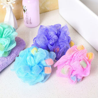 Bông tắm lưới tròn đính mút xốp tạo bọt BATHING FLOWER, đồ dùng nhà tắm, phụ kiện làm sạch, bông tắm tạo bọt (BTM05), Gia dụng Huy Tuấn