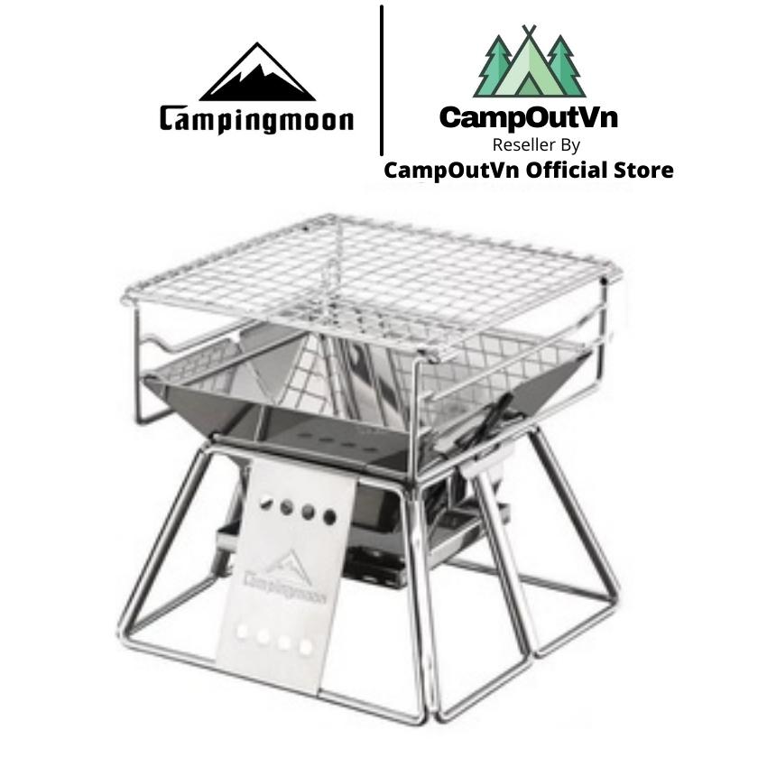 Campingmoon bếp nướng cắm trại campingmoon campoutvn bếp cắm trại du lịch bếp than inox x-mini A250