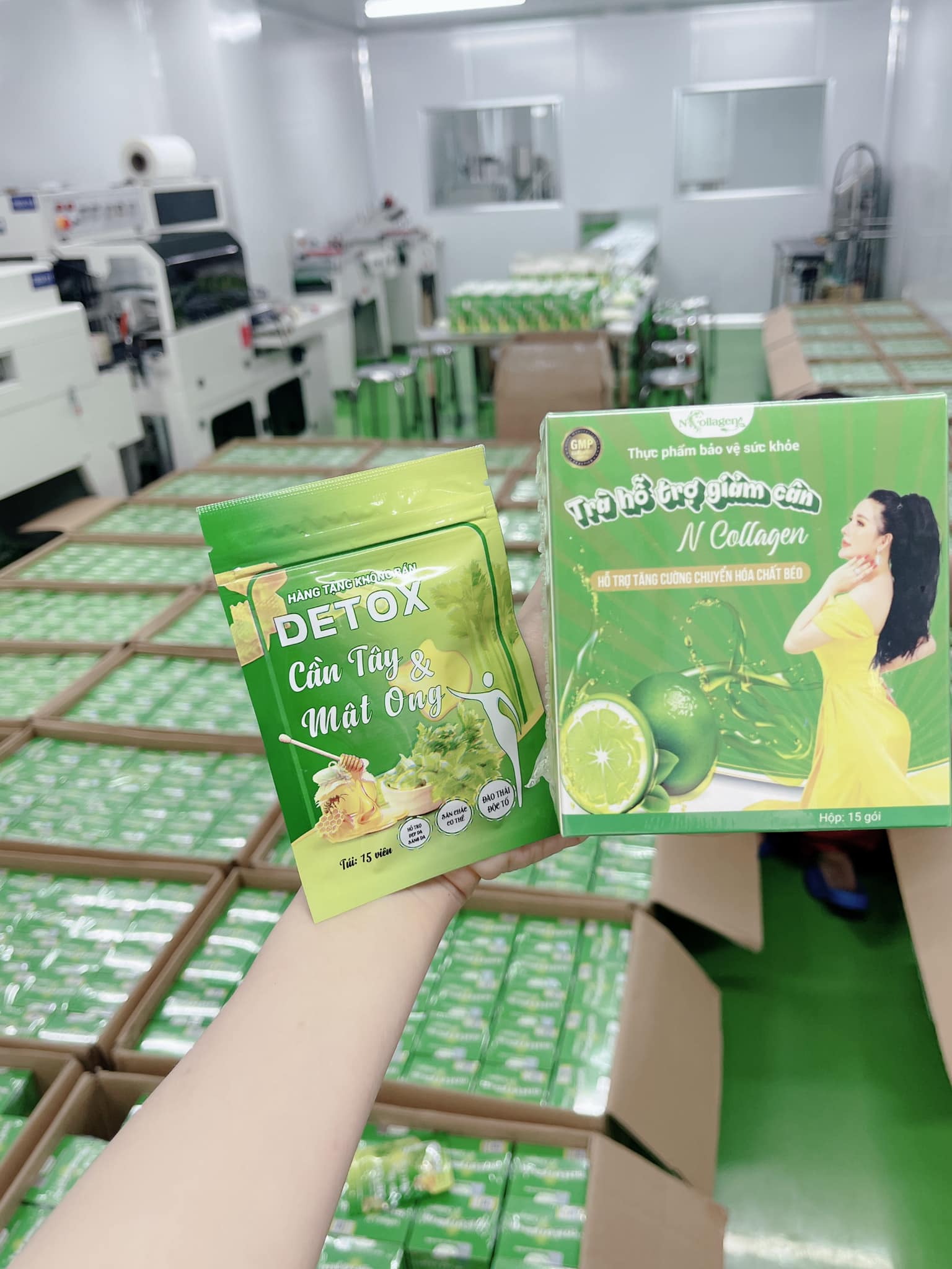 ] trà chanh giảm cân ncollagen, 1 hộp 15 gói