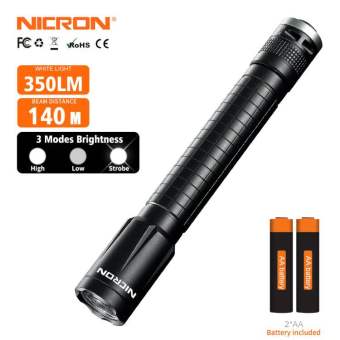 NICRON Đèn Pin N4 Đèn Pin LED Cree 3W Đèn Pin Độ Sáng Cao 2xAA Chống Nước 300LM IP65 Khoảng Cách Chùm 141M Cho Gia Đình Đèn Pin Chiếu Sáng Ngoài Trời Đèn Pin LED N4