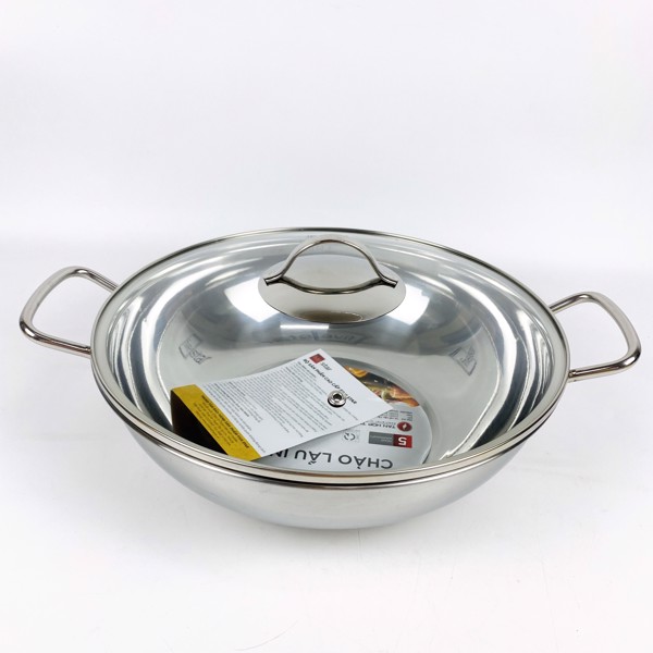 Chảo xào inox, nồi lẩu 3 đáy Fivestar cỡ lớn 32cm