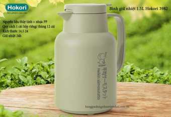 Phích giữ nhiệt, bình giữ nhiệt Hokori Việt Nhật. Lõi trắng men thuỷ tinh. Dung tích 1 Lít và 1,5 Lít. Hàng Việt Nam xuất khẩu
