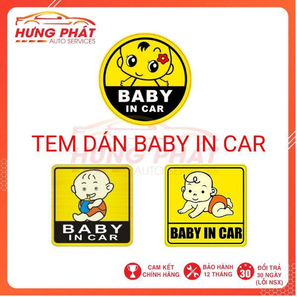 Tem Dán Ô Tô Baby In Car, Dán Đuôi Xe Ô Tô, Decal Dán Trang Trí Xe Ô Tô Nhiều Hình Ngộ Nghĩnh