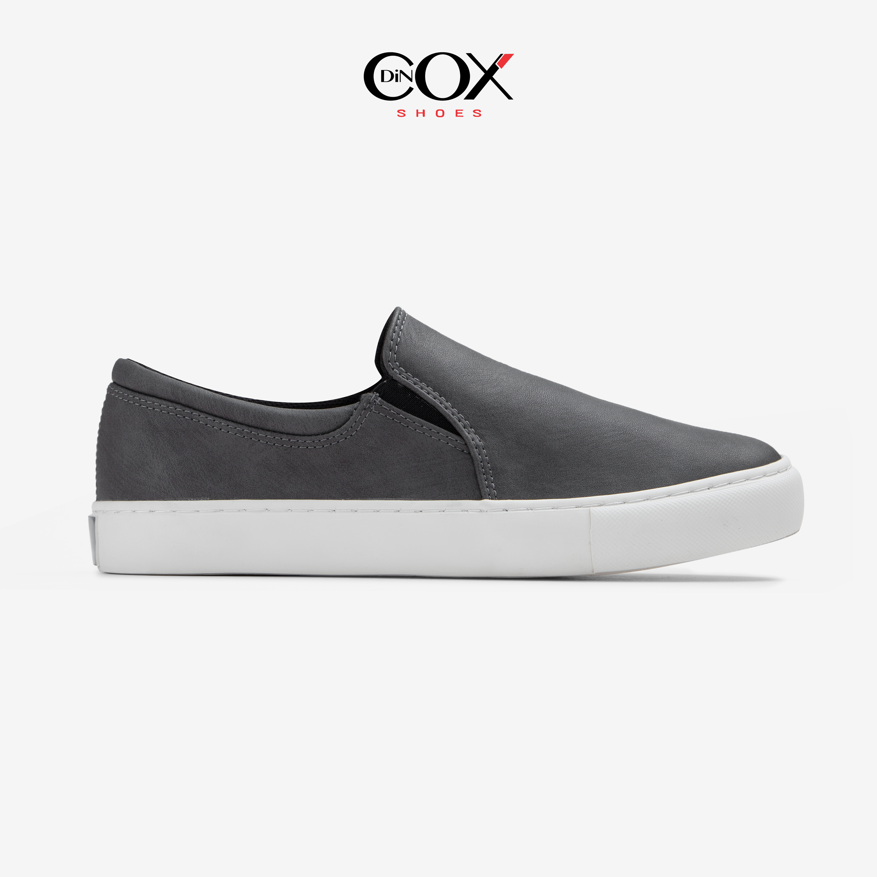 Giày Lười Sneaker Da Nam DINCOX C38 Đơn Giản, Lịch Lãm Charcoal
