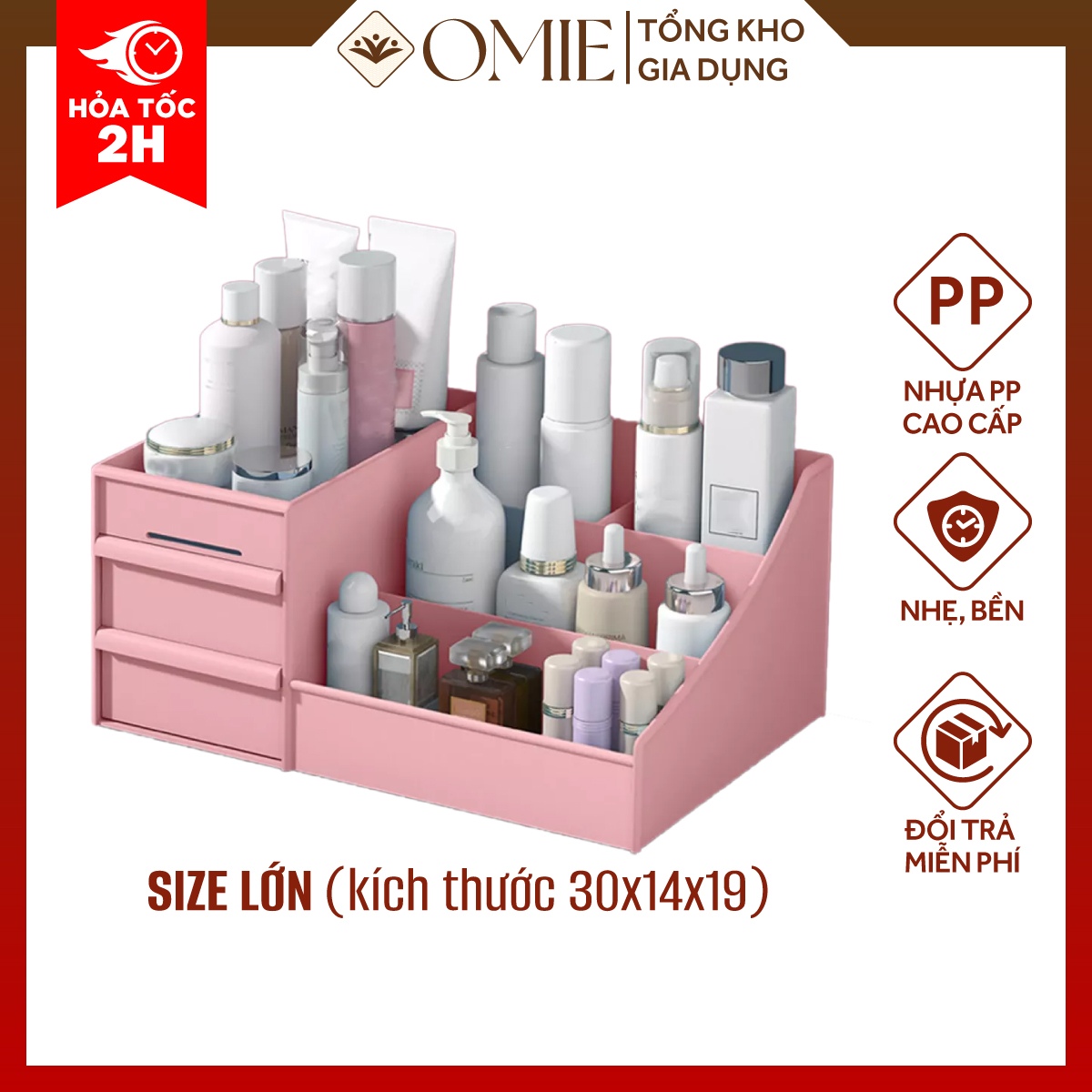 Kệ đựng mỹ phẩm, Kệ mỹ phẩm, Tủ đựng mỹ phẩm 3 tầng 2 ngăn đa năng cao cấp