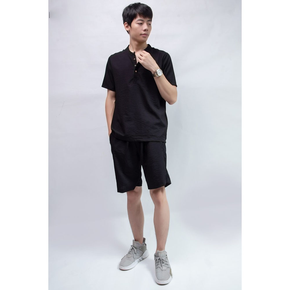 Bộ đũi cộc tay nam 98 WEAR  cổ tàu cao cấp, chất đũi thái mềm mát, không bị nhăn xù