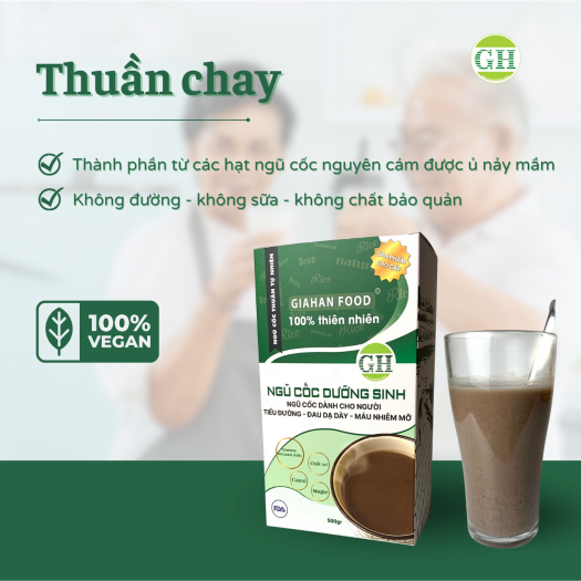Bột Ngũ Cốc Dưỡng Sinh GiahanFood , Bột ngũ cốc giúp cân bằng đường huyết và bổ sung đạm thực vật , bột ngũ cốc thuần chay , bột ngũ cốc nảy mầm nguyên cám , Bột ngũ cốc giàu chất xơ, đạm thực vật , thuần chay