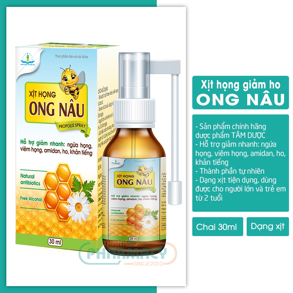 Xịt họng keo ong ong nâu giảm ho ngứa viêm họng