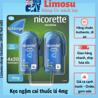 Kẹo ngậm cai thuốc lá thuốc lào hiệu quả cao Nicorette Cooldrops vị bạc hà và hoa quả