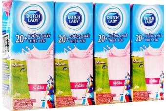 LỐC 4 HỘP SỮA DUTCH LADY HƯƠNG DÂU 180ML