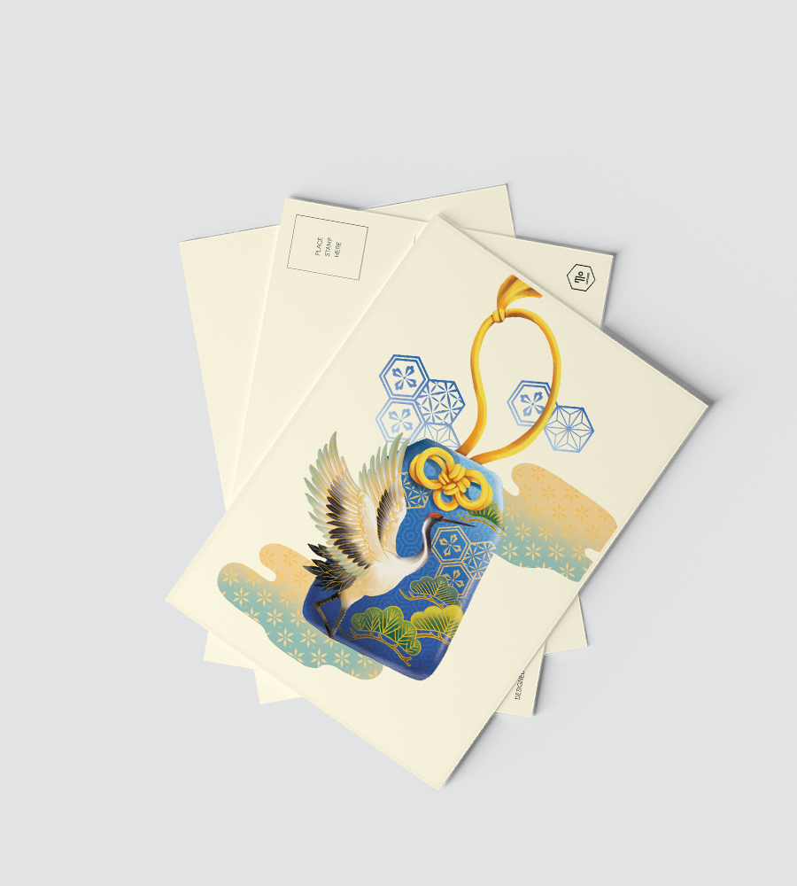 Postcard mẫu Túi may mắn - Omamori