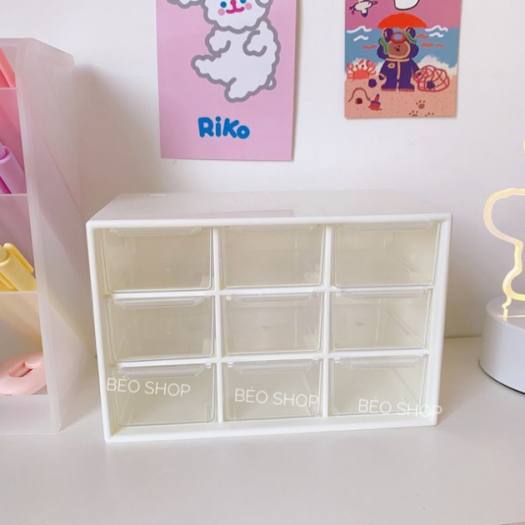 Hộp Nhựa Đa Năng 9 Ngăn Đựng Đồ Siêu Xinh , Kệ Đựng Đồ Mini