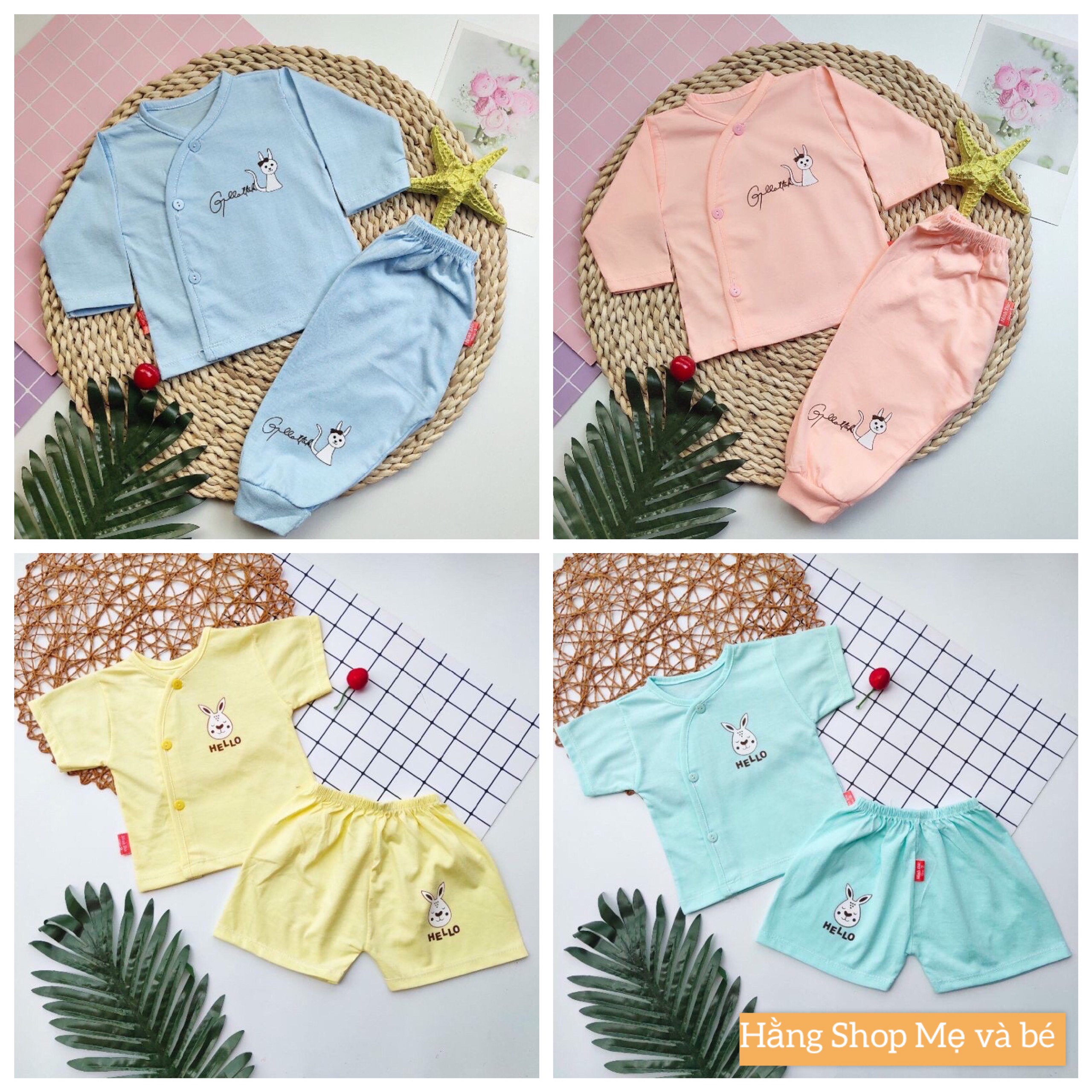 bộ đồ sơ sinh cài cúc chéo (minh đức) chất liệu cotton cài cúc mềm mại hè thu (0-9 tháng) bộ quần áo dài tay cho bé sơ sinh 3