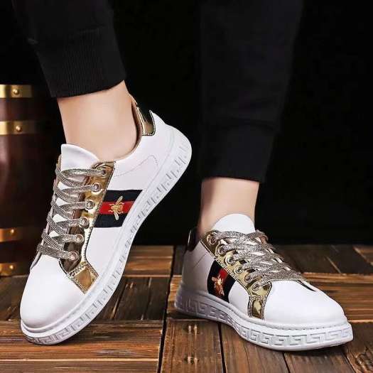 Dòng Gucci Bee Giày Thể Thao Nam Thời Trang Hợp Thời Trang, Giày Bệt Màu Đen Vàng Và Bạc