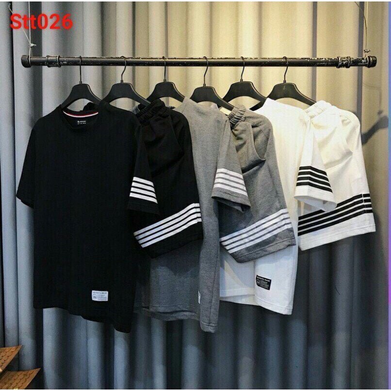 [HCM]Bộ thể thao nam, nữ, với chất liệu cotton thoáng mát kêt hợp với 3 sọc mạnh mẽ, sản phẩm mới trong năm 2022 của fashion simple 3