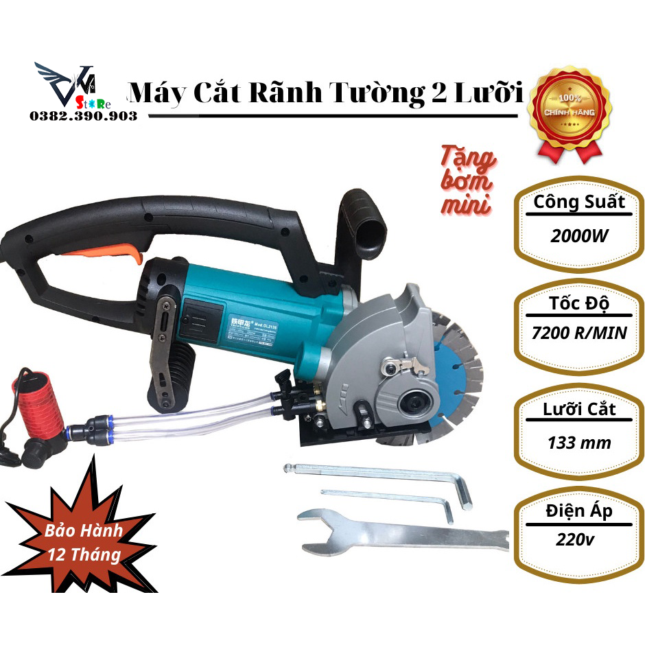 Máy cắt rãnh tường 2 lưỡi 133mm 2000w gl2135 - máy cắt rãnh tường kèm bơm