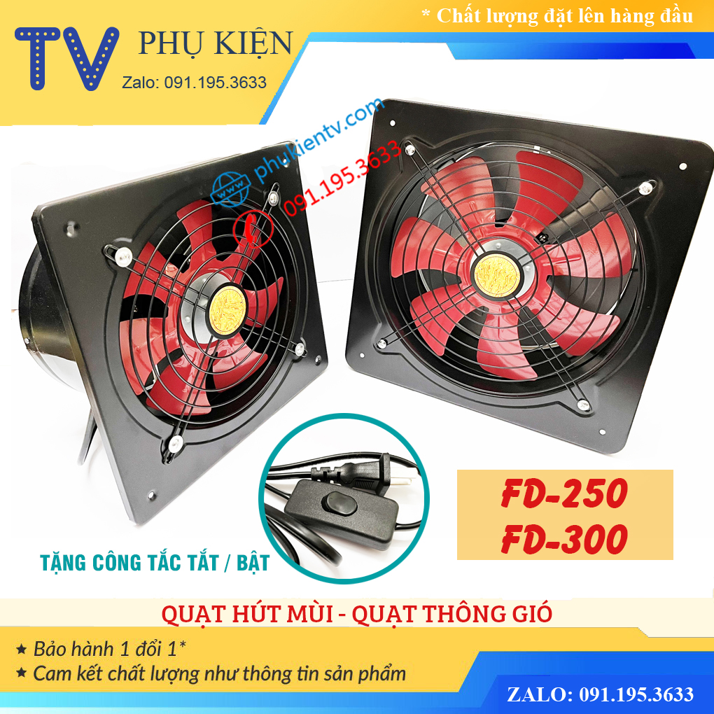 Quạt hút gió - quạt thông gió nhà xưởng - hút mùi nhà hàng - fd 250, fd 300 - sức hút lớn - công suất 100 - 120w