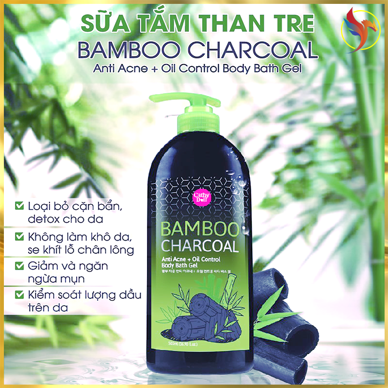 [HCM]Sữa Tắm Than Tre Cathy Doll 500ml - Cuốn Bay Mụn Lưng Cho Làn Da Trắng Mịn