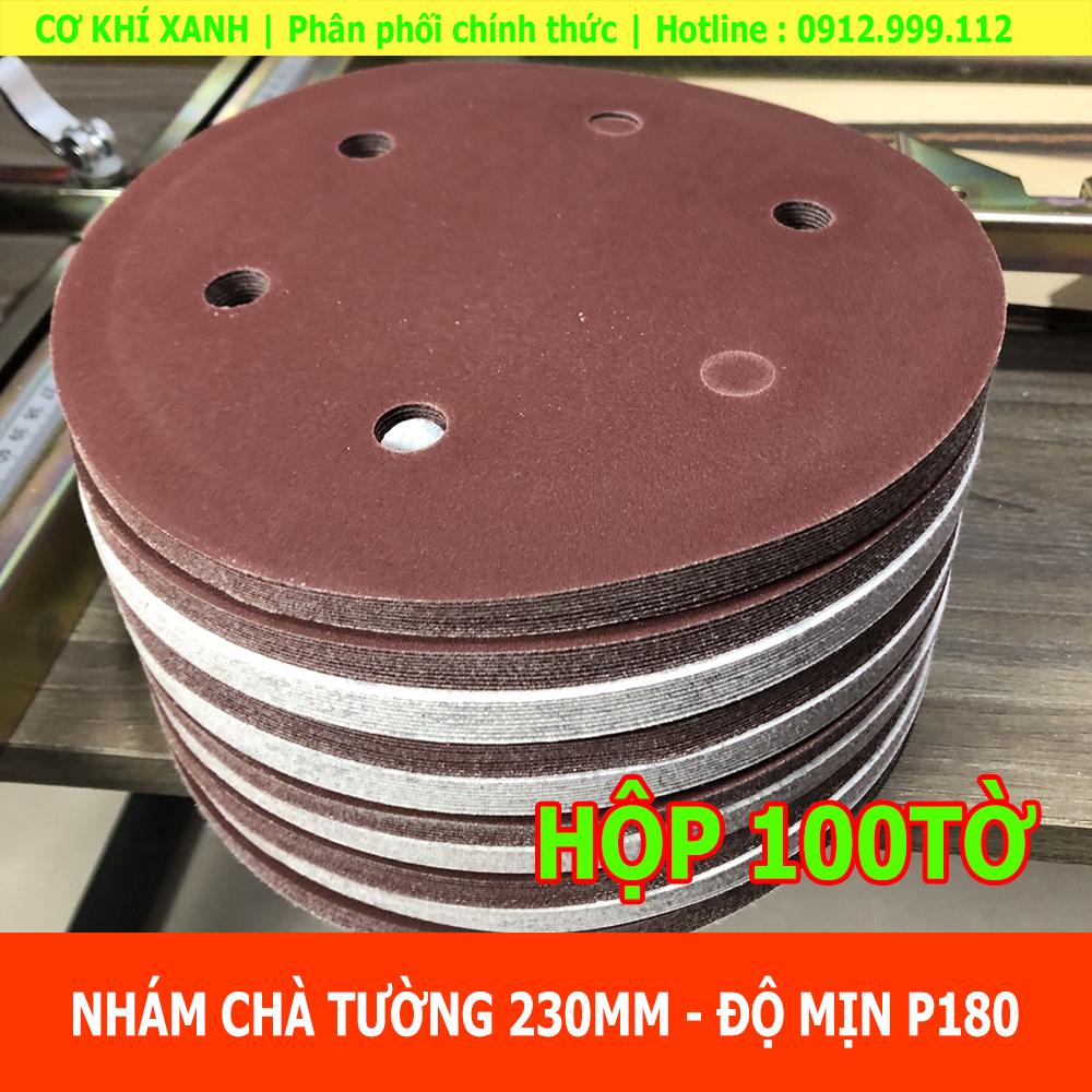 Giấy nhám chà tường 230mm P180 - Hộp 100tờ | Dùng cho máy chà tường cán dài, máy chà tường cây
