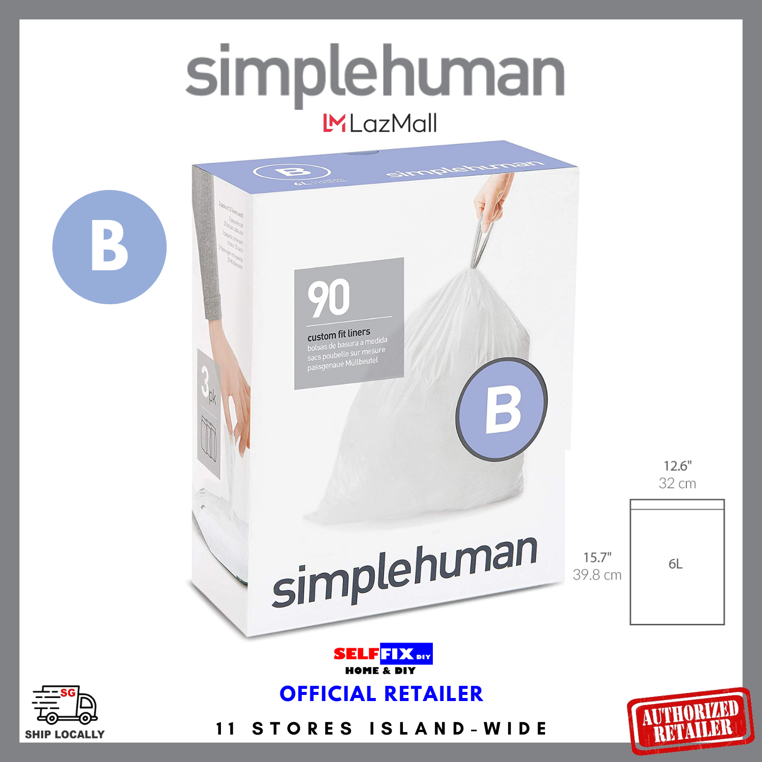 Simplehuman Code A Liner Trash Bag 4.5L - 90liners - Selffix DIY
