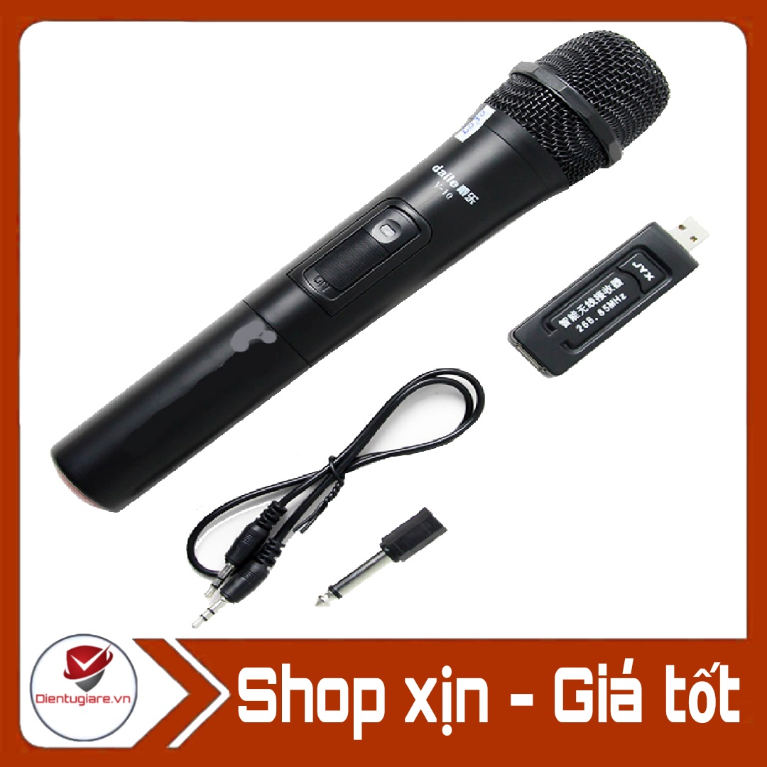 Micro Karaoke không dây cho loa kéo Daile V10 (đen) - Hỗ trợ các thiết bị có jack cắm 3.5mm và 6.5mm