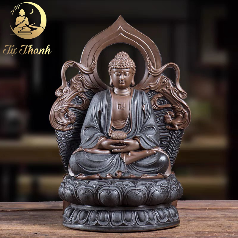 Phật A Di Đà gốm tử sa - Tượng Phật bản mệnh tuổi tuất và tuổi hợi - Quà tặng phong thủy cao cấp