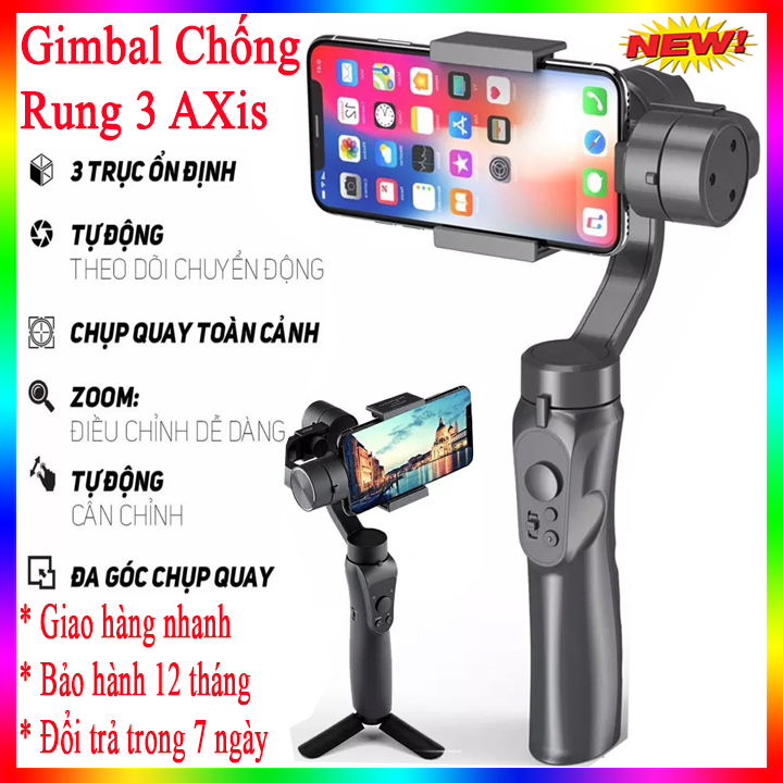 Gậy quay phim chống rung điện thoại gimbal, Gậy gimbal chống rung giá rẻ, Tay cầm quay phim điện thoại chống rung, Gimbal chống rung cho điện thoại 3-AXIS F6 - Hàng Chính Hãng