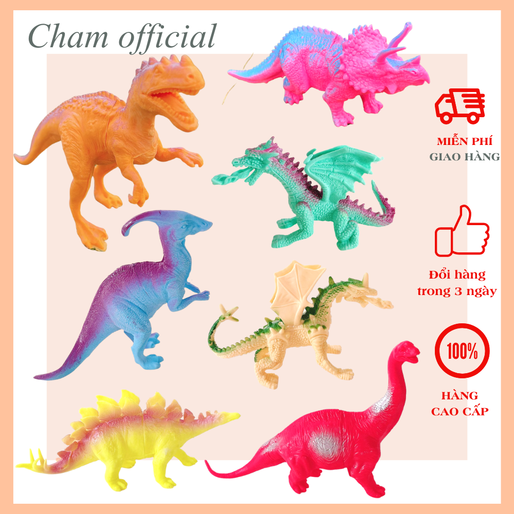 Bộ Đồ chơi cho bé 6 con khủng long bạo chúa T-rex rồng phun lửa khủng long cổ dài dinosour cho bé