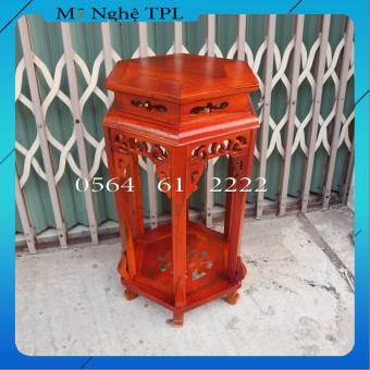 Đôn thành chiện 6 cạnh góc,Kỷ chiện lục giác gỗ hương mặt 30cm
