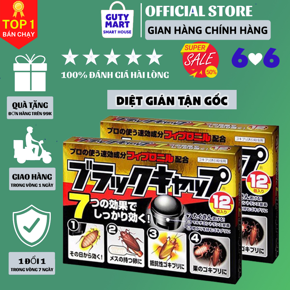 [LOẠI 1] Thuốc diệt gián Nhật Bản hộp 12 viên Barracks Cap, diệt gián tận gốc an toàn cho sức khỏe gia đình bạn - Guty mart