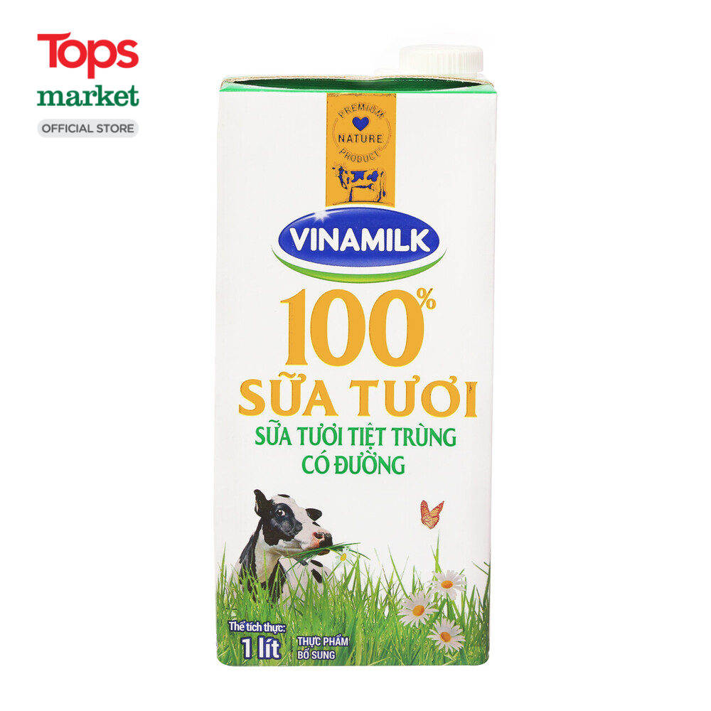 Sữa Tươi Có Đường Vinamilk 100% Sữa Tươi Hộp 1L