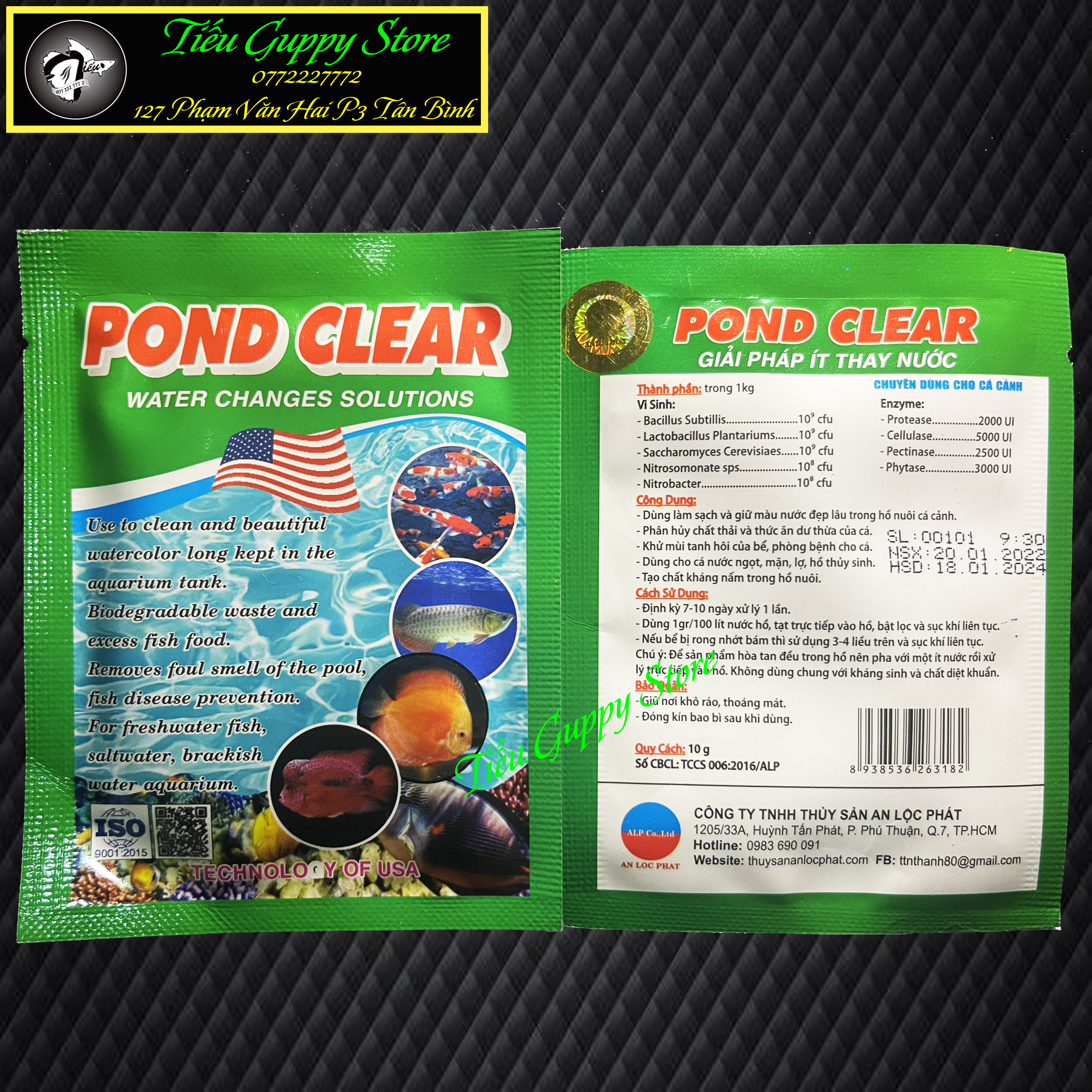 Men vi sinh pond clear - làm trong nước, khử mùi hôi tanh hồ cá
