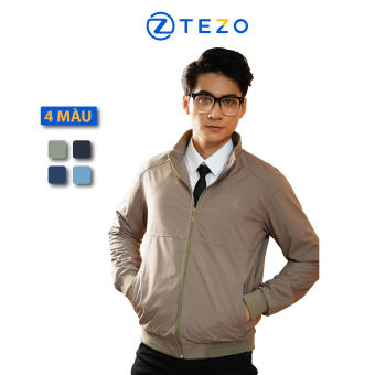 Áo gió nam Tezo áo khoác nam cổ 5 phân lót lụa, in gáy Tezo men 22AG5T002