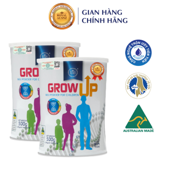 Combo 2 Hộp Sữa bột tăng chiều cao cho bé từ 3 - 14 tuổi, Sữa Hoàng Gia Úc Grow Up hỗ trợ sự phát triển chiều cao trong giai đoạn vàng của trẻ 500g/Hộp