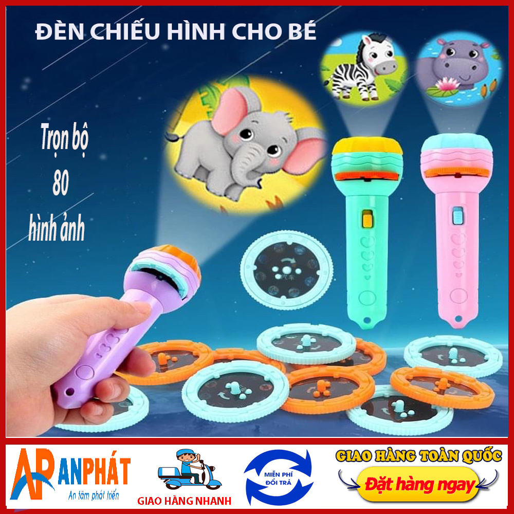 Đèn pin chiếu 80 hình ảnh cho bé thoả thích khám phá động vật, hoa quả, côn trùng, phương tiện giao thông, siêu nhân..., đèn pin trình chiếu hình ảnh cho bé