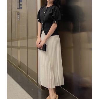 Chân váy công sở midi xòe ly quạt 2 lớp 157