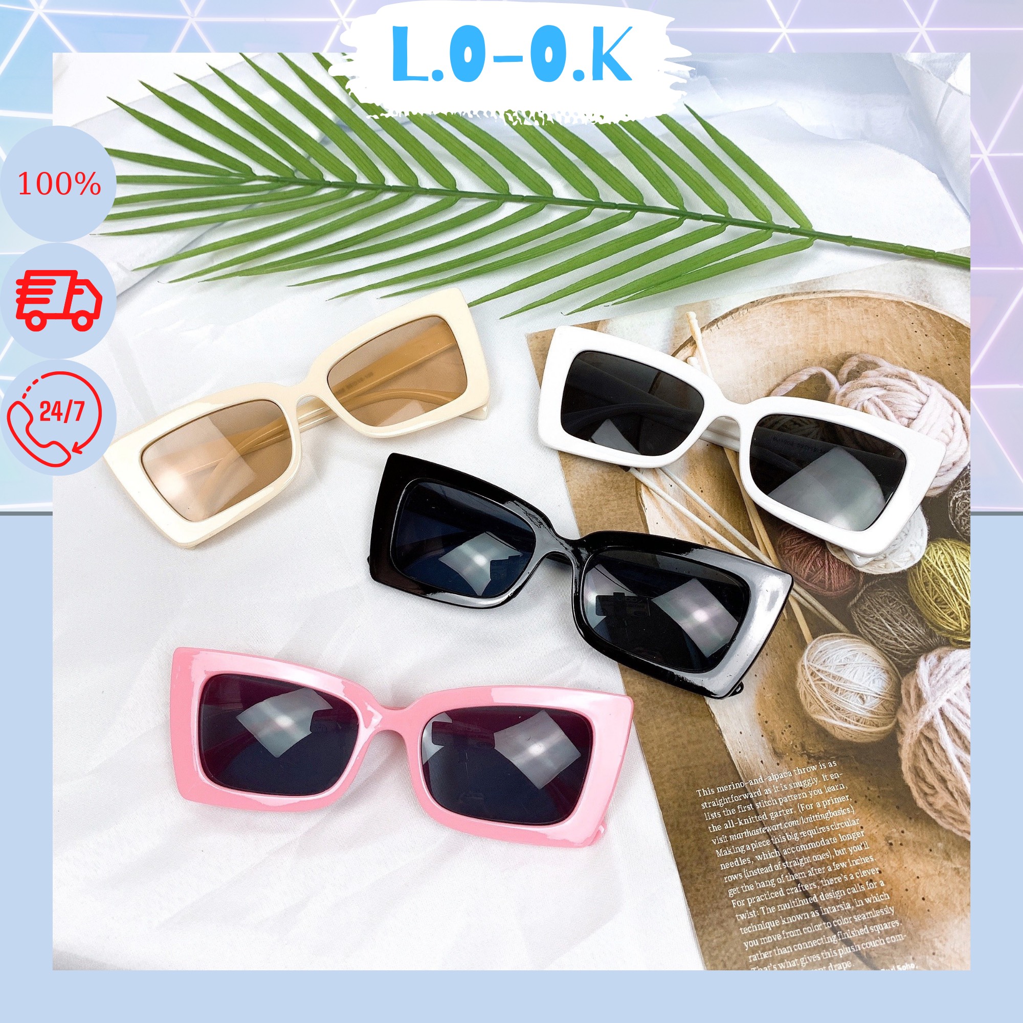 Kính mát gọng vuông phong cách Retro thời trang 1908 - Kính mắt vuông chống tia UV _ LOOK