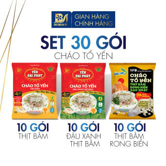 Combo 10+10+10 Cháo Thịt Bằm, Cháo  Đậu Xanh Thịt Bằm, Cháo Rong Biển Gạo Nhật - Yến Đại Phát