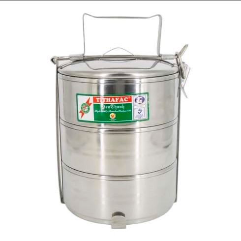 Camen inox đựng thức ăn 3 tầng đường kính 12cm, 14cm có khóa gài tiện dụng