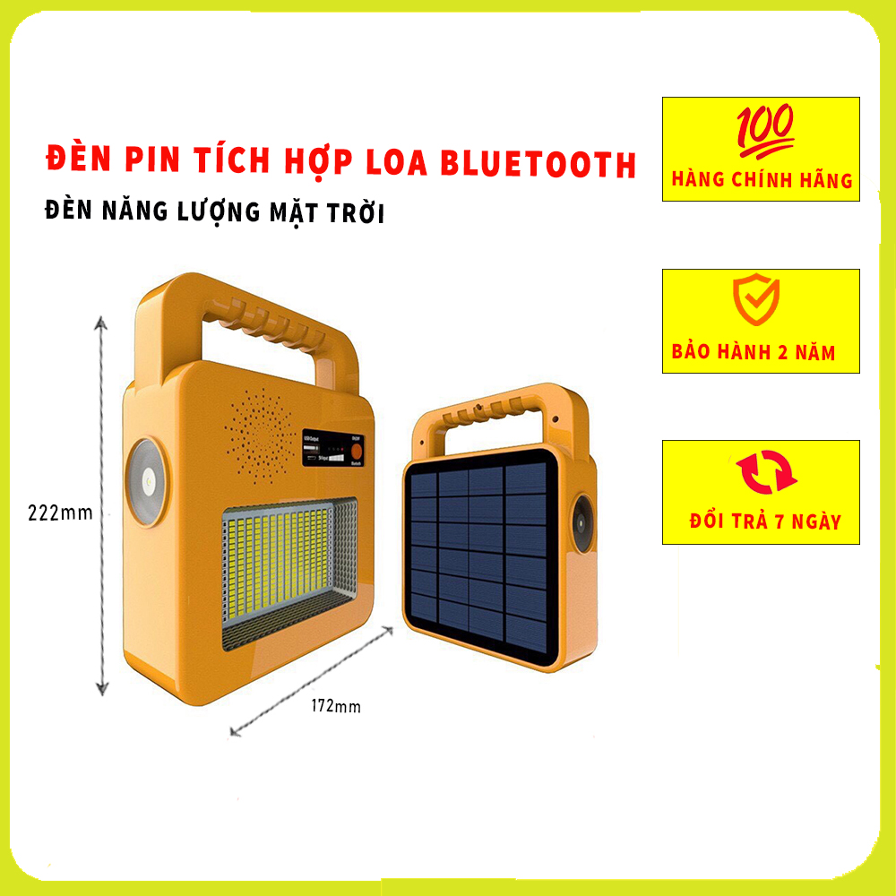 Đèn pin xách tay năng lượng mặt trời sạc đa năng tích hợp Loa cực chất - Đèn pin năng lượng mặt trời, đèn pin siêu sáng